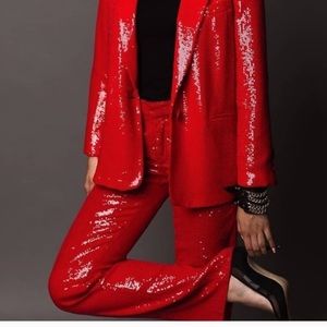 Sequin red pants from Zara